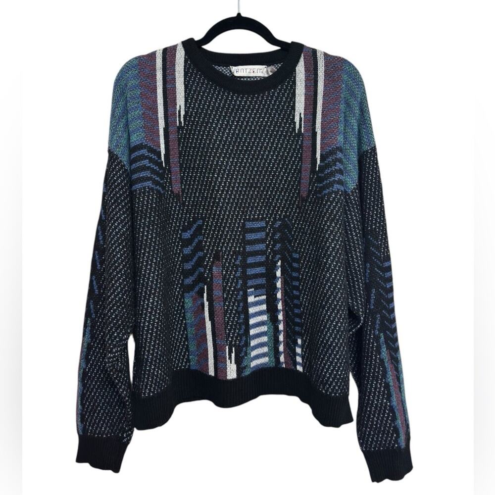 Vintage Jantzen Geometric Print Grandpa Sweater - Size XL